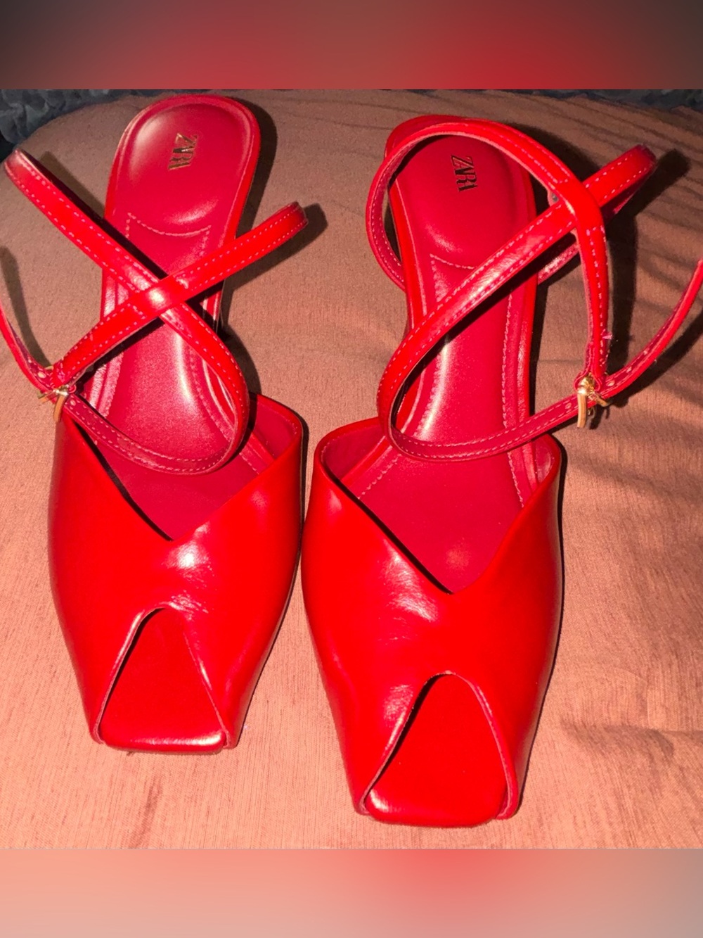 Zara Women’s Burgundy High-Heel Sandals - Picture 5 of 12